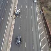 Footage captures the moment a "selfish" driver sped the wrong way down the M25 in a stolen van-- killing two people. 