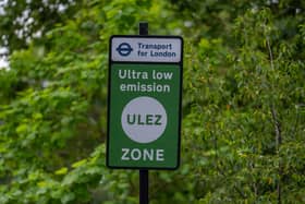 An Ultra Low Emission Zone (ULEZ) sign (Photo by Carl Court/Getty Images)