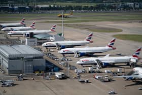 British Airways jets at Heathrow Airport. 