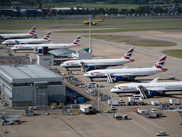 British Airways jets at Heathrow Airport. 