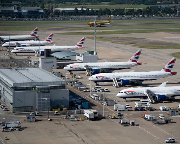 British Airways jets at Heathrow Airport. 