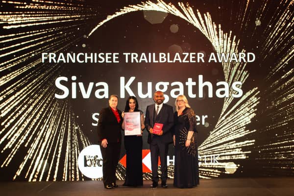 Siva Kugathas, owner of multiple ServiceMaster (Contract Clean) franchises picks up her award. Picture: submitted