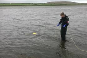 The team search a lake for Excalibur.