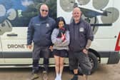 Alannah and Mila with the team from Drone To Home who used their drones to help find her. 
