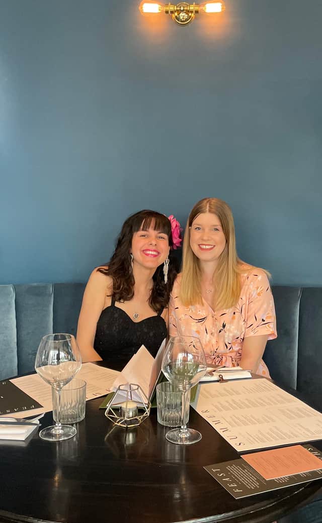 NationalWorld reporter (left) and friend Lauren at Embankment Kitchen, Manchester, part of CitySuites Aparthotel. Photo by Rochelle Barrand.
