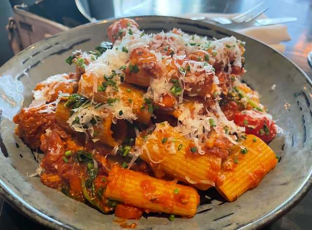 The pulled pork ragu rigatoni at Emabankment Kitchen, part of CitySuites Aparthotel, Manchester. Photo by Rochelle Barrand.