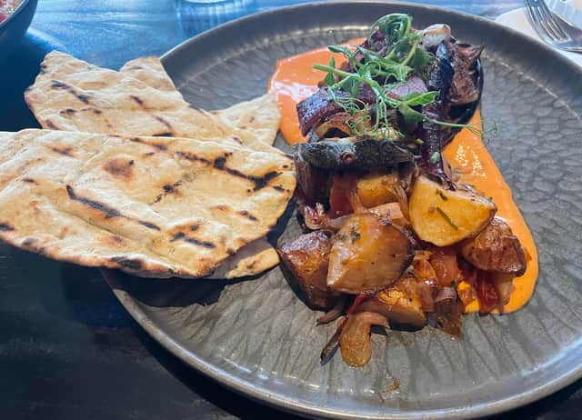 The Lebanese stuffed aubergine at Emabankment Kitchen, part of CitySuites Aparthotel, Manchester. Photo by Rochelle Barrand.