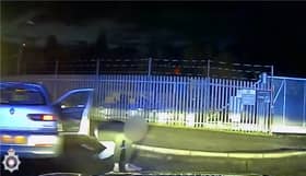 Man leads police on 12-minute chase before scrambling from car.