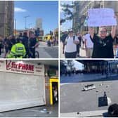 Opposing groups of protestors assembled at Liverpool's Pier Head on Saturday.