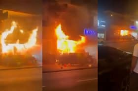 The large blaze at a Birmingham grocery shop, Alum Rock Road, Saltley.