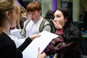 Students react after opening their GCSE results at the City of London Academy Southwark (Photo: Leon Neal/Getty Images)