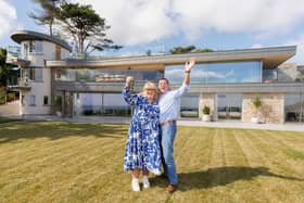 Lisa & Andy Morgan - Omaze winners at their new £4.5m Cornwall home. 