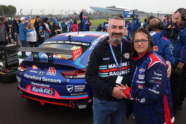 Claire had won the opportunity to display a message of her choice on the car, and with Darren’s passion for motorsport, she knew the setting would make the moment even more memorable. 