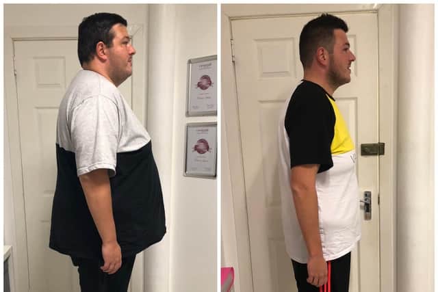 Martin Bryan before and after his weight loss.