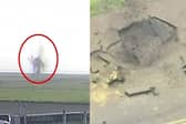 WW2 bomb explodes on airport taxiway.