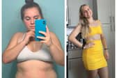 Brianna Alexander before, left, she used Simple weightloss app and after, right in yellow dress