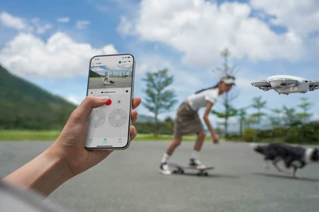 A smartphone app allows you to preset controls, or even fly the drone manually