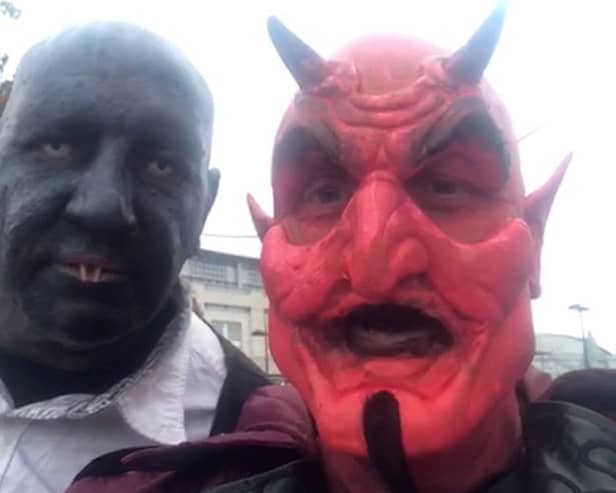 Chris Cole and Paul Fox in their Halloween costumes.