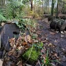 Barrels though to contain tar or bitumen dumped during the 1920s at Nightingale Valley in Bristol. 