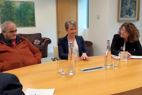 From left, Brunswick PACT chairman Brian Roberts, Home Secretary Yvette Cooper and policing minister Dame Diana Johnson at the Home Office discussing the NationalWorld campaign Silent Crime on November 21, 2024