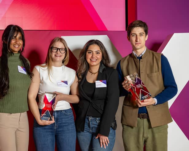 Santander X UK Awards 2024 first prize winners Anushka Mahesh, Sarah Bailey, Aurusha Kharas and Tom Scrope