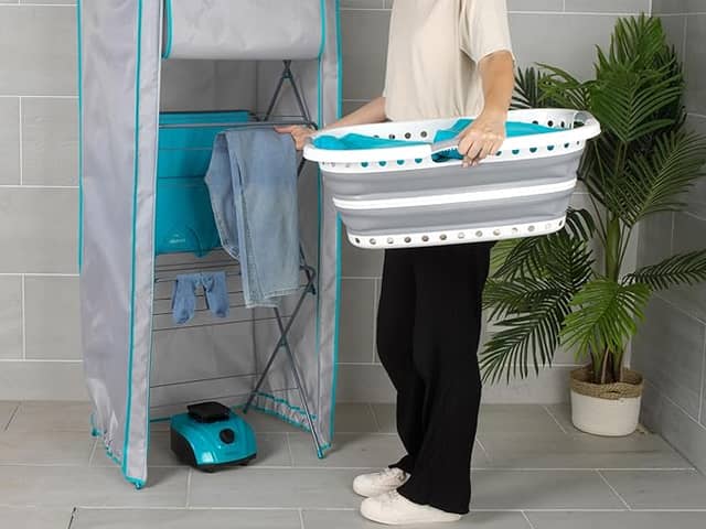 The heated drying pod helps speed up laundry in the colder months