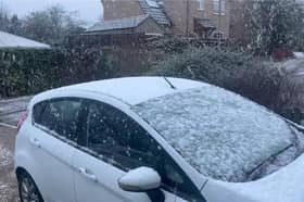 Snow falls in Leicestershire.