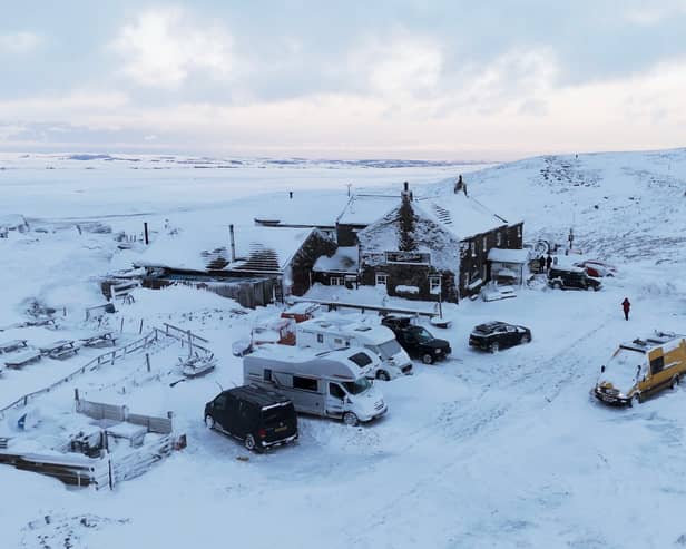 Snow trapped guests at the Tan Hill Inn, in North Yorkshire