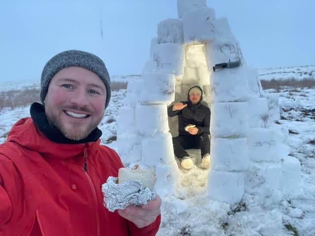 A pair of adventurous brothers built an igloo on Rivington Pike in Chorley