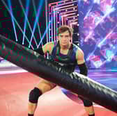 Apollo getting ready for the Gauntlet challenge in Gladiators, on BBC One. Photo: BBC / James Stack / © Hungry Bear Media Ltd