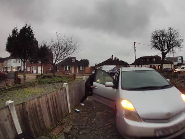 An UberEats driver forgot to put on his handbrake whilst delivering food and accidentally let his car roll into the customer's front porch. 