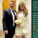 Couple surprise wedding guests with WhatsApp invite on the day.