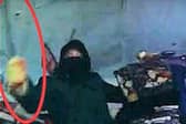 Bornworn footage shows Callum Knox charge at police armed with a crowbar during supermarket robbery in  Sevenoaks, Kent, November 22 2024. 