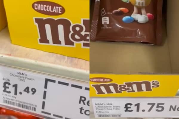 New bag of M&Ms costs same price as old bag but weighs 13g less.