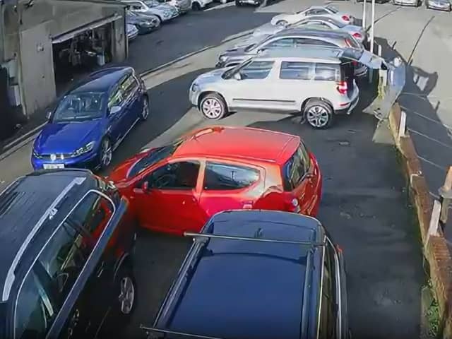 A car dealer must pay more than £9,000 in fines and costs after a visitor to his premises was seriously injured when he fell down an unprotected drop. 