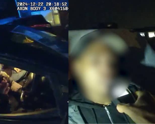 Drink driver caught drinking pint of beer at wheel of his car.