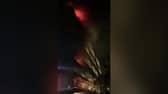 Video grab of the moments before and after  Israel Baber setting fire to a sofa in Eccleston House, in Aiken Street, Bristol. 