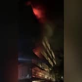 Video grab of the moments before and after  Israel Baber setting fire to a sofa in Eccleston House, in Aiken Street, Bristol. 