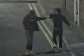 Ramaray Treasure and Leon Sykes fist bump moments after raining blows on a man with West Street with knives in hand.