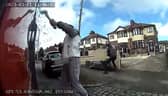 Terrifying moment thugs with gun, axe and sledgehammer attack bin men.