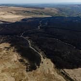 Aerial views show the aftermath after three blazes broke out at March Haigh Reservoir in Marsden. 