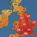 Met Office weather map for Thursday (May 1) shows high temperatures forecast.