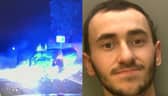 Brandon Lee crashed into a phone box - during a 100mph police chase - causing woman life-changing injuries.
