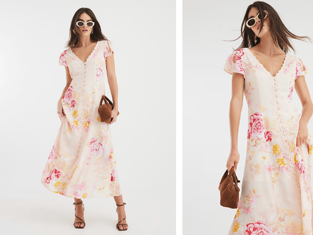 Shoppers are running to buy this affordable River Island pink floral midi dress