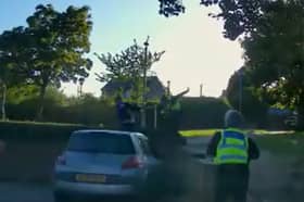 The moment Morgan Swindells is caught by police
