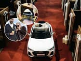 Charlotte and Joe Dawson, had their pet tortoise, Tyrion, five, roll down the aisle in style as one of Joe's groomsmen. 