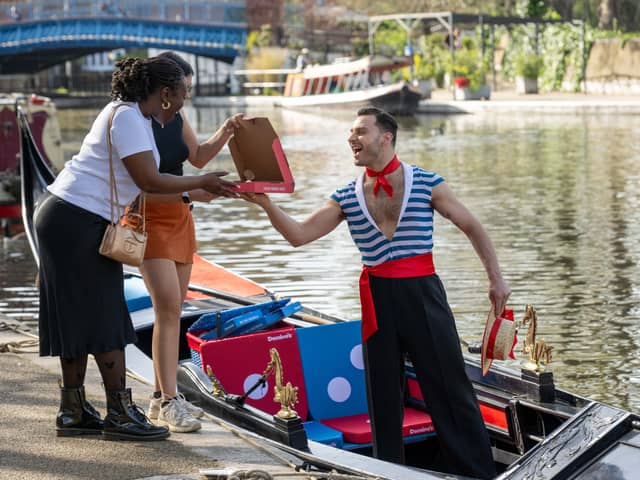 Coppola took to the canals to mark the launch of Domino's new Italianos range.