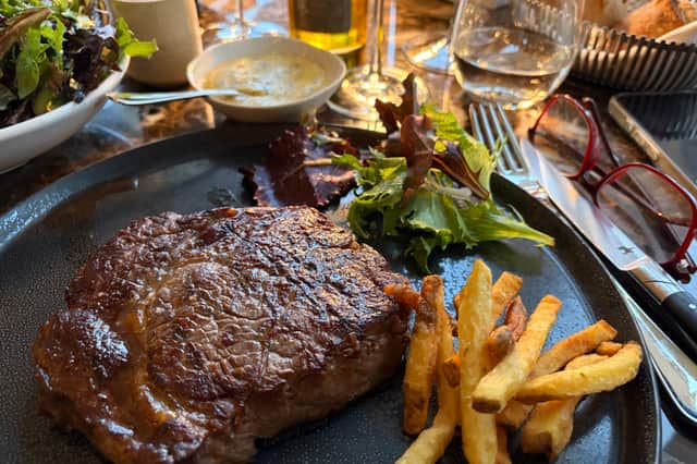 Angus ribeye steak - cooked to perfection at Le Bellevue restaurant
