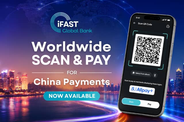 iFAST Global Bank has expanded its Worldwide Scan & Pay service to support cross-border QR payments in China through Alipay+.