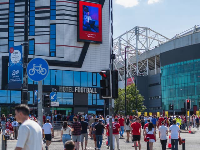 Hotel Football sits directly opposite Old Trafford, making it a popular base for Manchester United fans on match days.